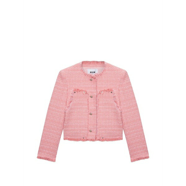 エムエスジイエム レディース 上衣＆上衣 アウター Frayed jacket Pink
