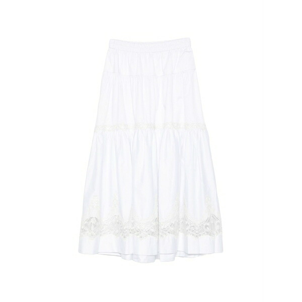 マウリツィオ レディース スコート ボトムス Lace-detail maxi skirt White