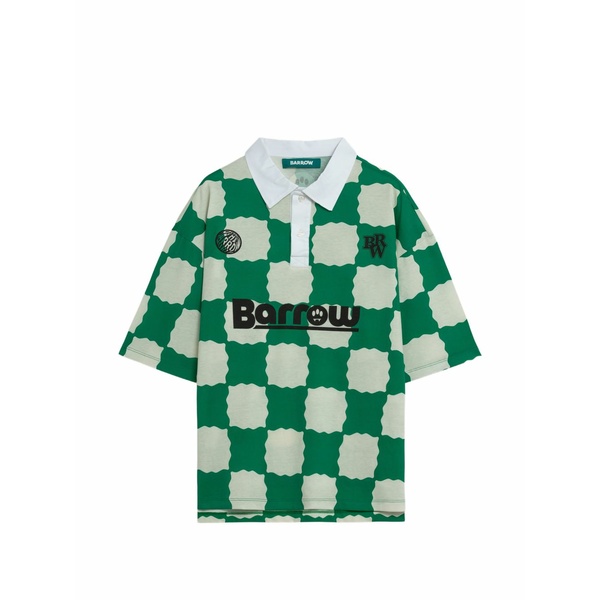 バロウ メンズ スポーツシャツ トップス Checkered logo polo shirt Green