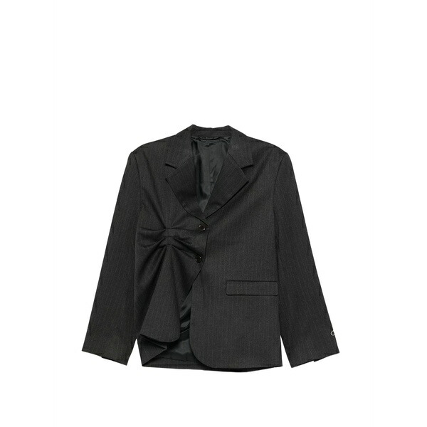 アヴァヴァヴ レディース 上衣＆上衣 アウター Pinstripe-pattern gathered-detail blazer Black