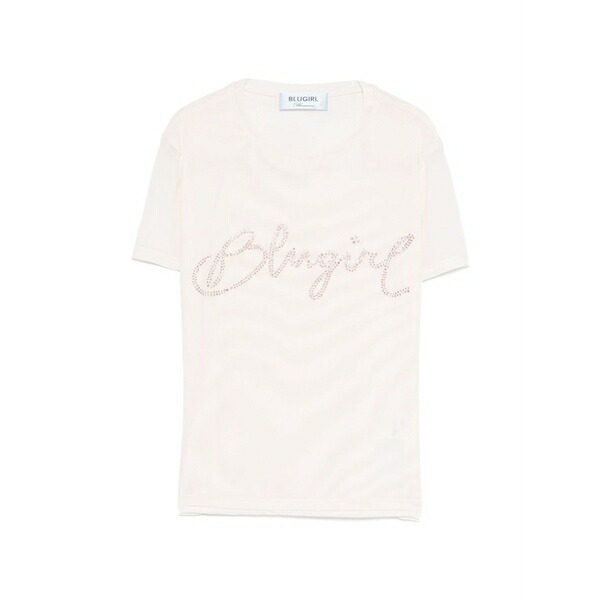 青色御姉さん レディース プルオーバー トップス Crystal-embellishment t-shirt Pink