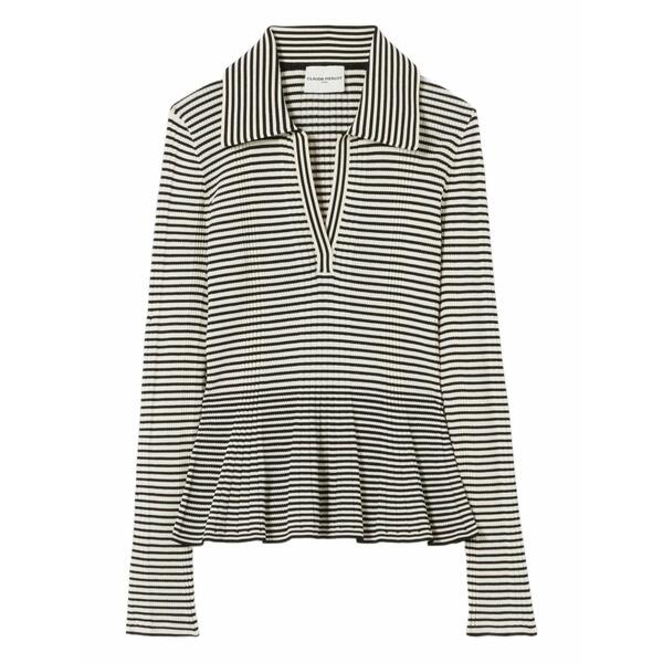 クローディピエルロ レディース ティーシャツ トップス Striped long-sleeve top White