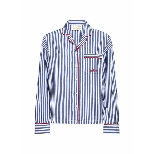 エムシーツーセイントバース レディース プルオーバー トップス Striped-pattern piping-detailing shirt Blue