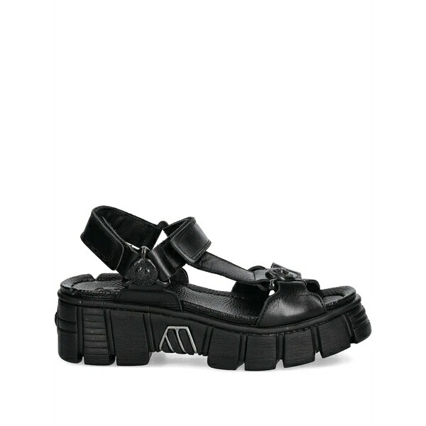 ニュー鍵を掛ける レディース サンダル シューズ Touch-strap platform sandals Black