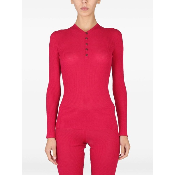 ディースクエアード レディース 編み物\u0026プルオーバー アウター Button ribbed sweater Red