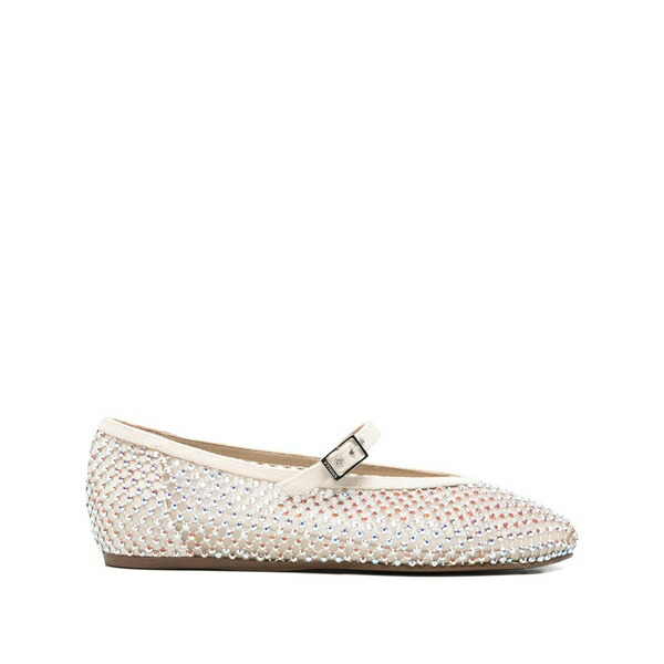 ル シラ レディース サンダル シューズ Rhinestone buckle strap ballet flats Neutrals