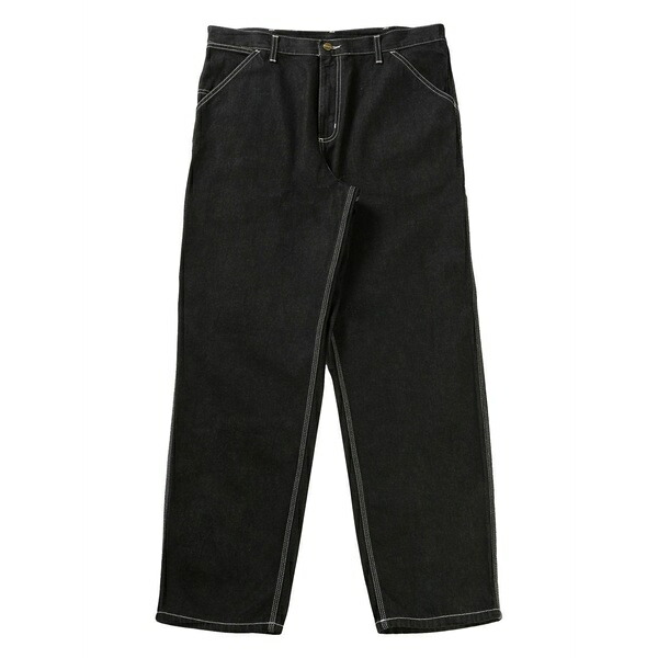 鉄道車両ハート型 メンズ 心地よいズボン下 ボトムス Single knee contrast-stitch jeans Black
