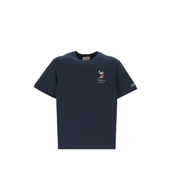エムシーツーセイントバース メンズ ティーシャツ トップス Snoopy-embroidered t-shirt Blue