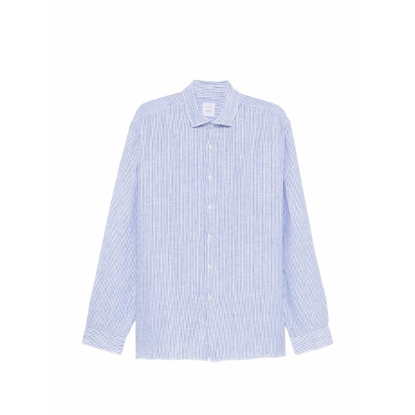 ザカス  メンズ プルオーバー トップス Striped linen shirt Blue