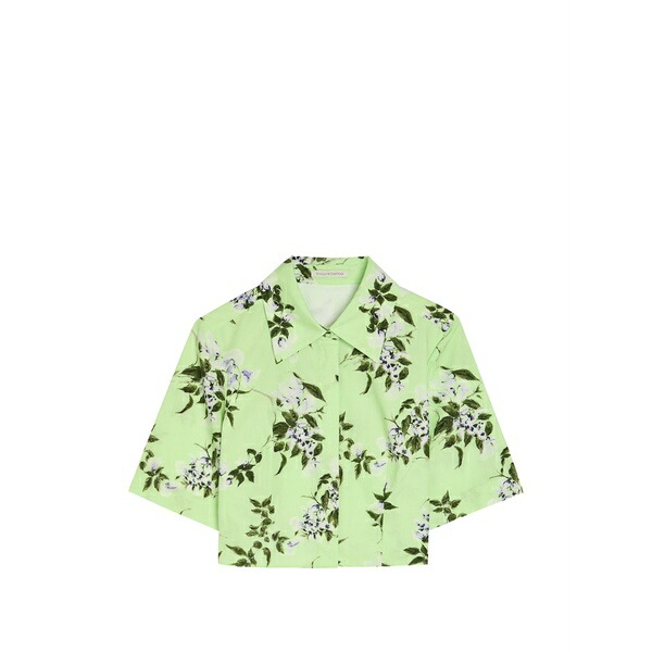 エミリアウィックステッド レディース プルオーバー トップス Natalie floral-print cropped shirt Green