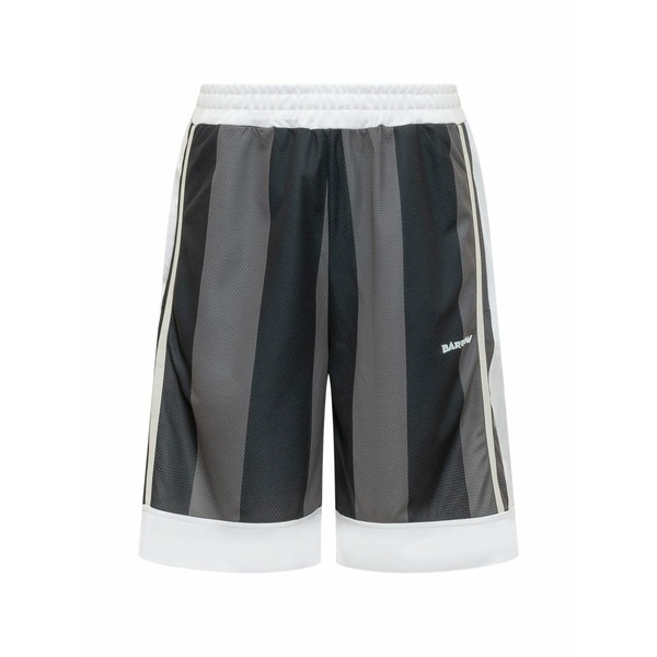 バロウ メンズ 心地好いズボン下 ボトムス Vertical stripe mesh shorts Black