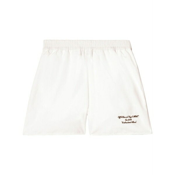 象牙色 レディース 心地好いズボン下 ボトムス Embroidered poplin shorts White
