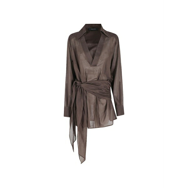 フェデリカ・トシ レディース 衣裳 トップス Knot-detail v-neck mini dress Brown