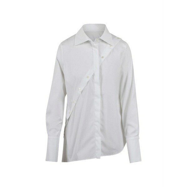 バロッサ レディース プルオーバー トップス Asymmetric-hem button-detail shirt White