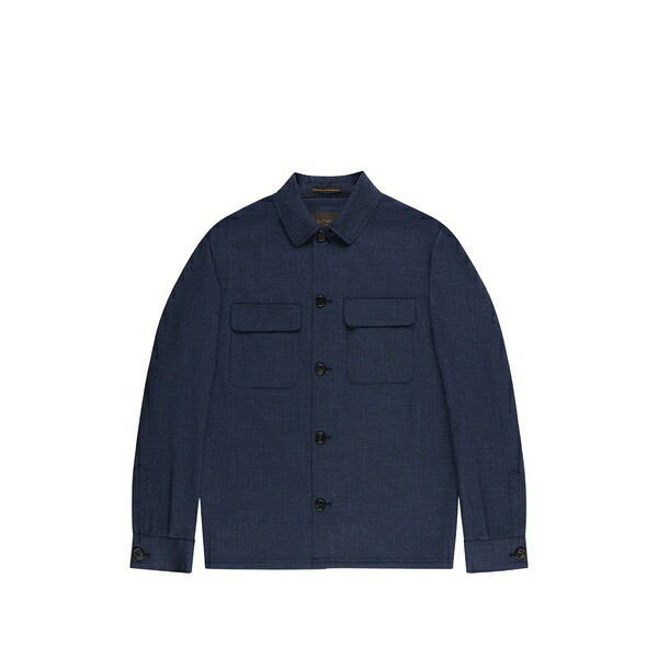 投げること御召しもの メンズ ティーシャツ トップス Flap-pocket overshirt Blue