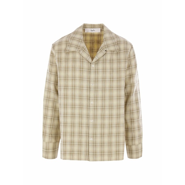 空想科学小説アール メンズ プルオーバー トップス Ignacio notched collar checked shirt Neutrals