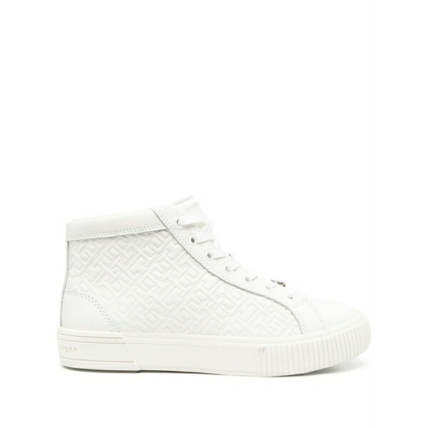 トミー ヒルフィガー レディース スニーカー シューズ Embossed-monogram high-top sneakers Neutrals｜asty 27,860円