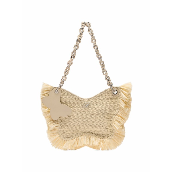 ブルマリン レディース ショルダーバッグ 御徒面子 Butterfly raffia shoulder bag Neutrals