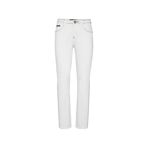 フィリップ飾り気の無い レディース ジーンズズボン下 ボトムス Crystal-embellished jeans White