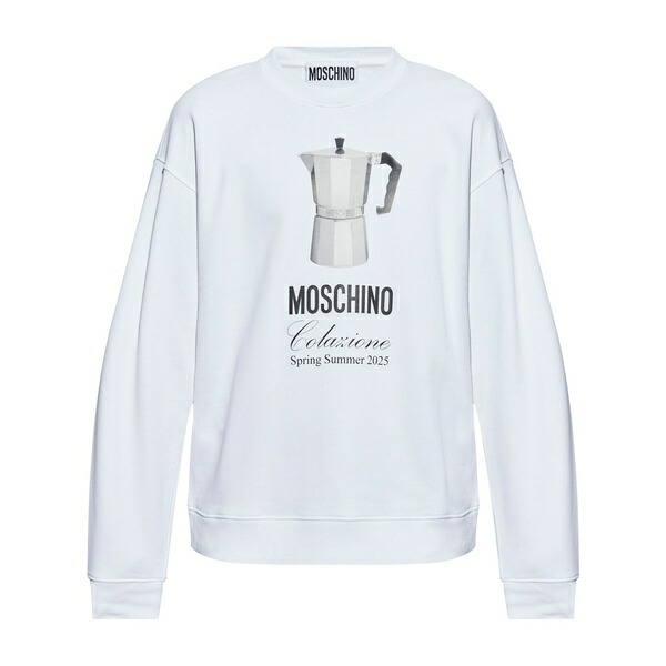モスキーノ メンズ パーカー・スウェットシャツ アウター Printed sweatshirt White