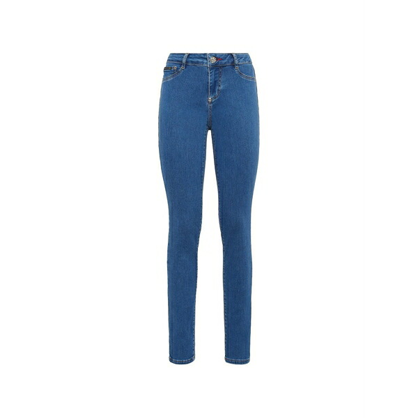 フィリップ飾り気のない レディース ジーンズズボン下 ボトムス Logo-plaque skinny-fit jeans Blue