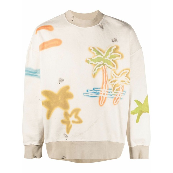 パーム・エンジェルス メンズ パーカー・スウェットシャツ アウター Sprayed palm-print cotton sweatshirt Neutrals