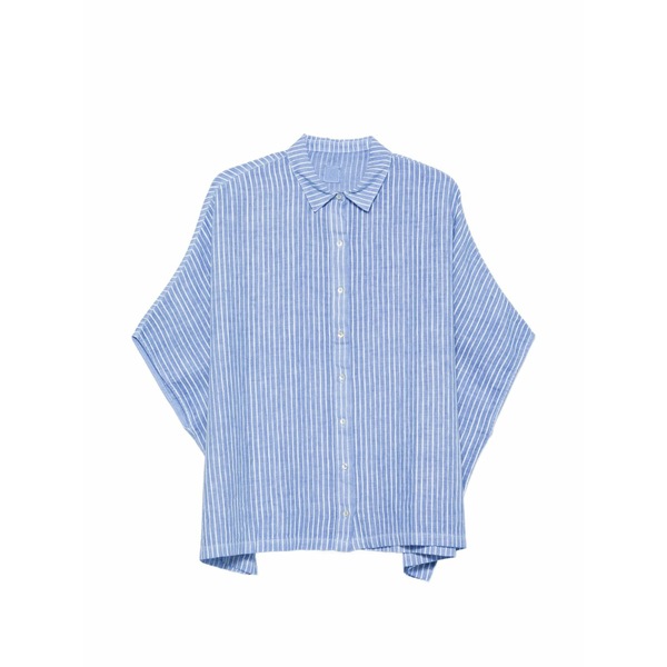 １２０％リノ レディース プルオーバー トップス Striped linen shirt Blue