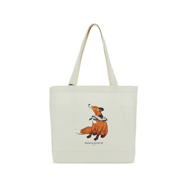 住みか 稲荷 メンズ トートバッグ 御徒面子 Fox-print tote bag White