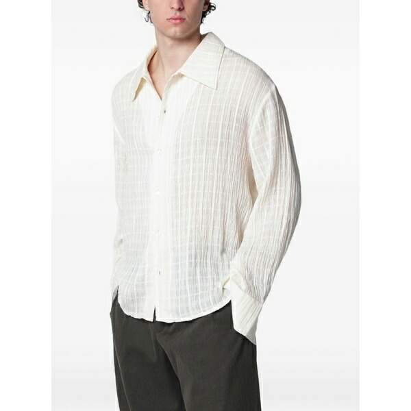 空想科学小説アール メンズ プルオーバー トップス Check-textured shirt Neutrals