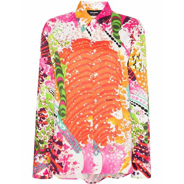 ディースクエアード レディース プルオーバー トップス Graphic-print shirt Pink