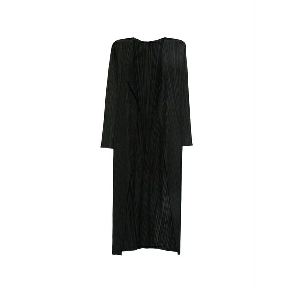 筋目 プリーズ イッセイ ミヤケ レディース 厚地の外套 アウター Pleated long-sleeve coat Black