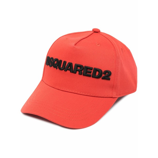 ディースクエアード メンズ かぶり笠 佩び物 Appliqu￡-logo cotton cap Orange