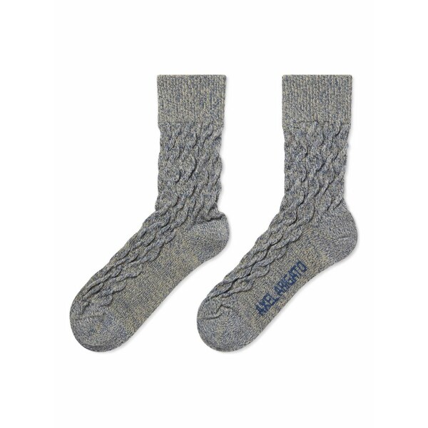 アクセルアリガト メンズ ソックス アンダー御召しもの Cable-knit socks Blue