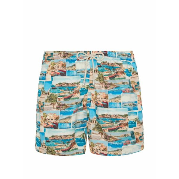 エムシーツーセイントバース メンズ 心地好いズボン下 ボトムス Lighting porto cervo-print swim shorts Blue