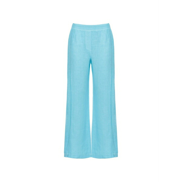 １２０％リノ レディース 心地よいズボン下 ボトムス Ladder-stitch wide-leg trousers Blue