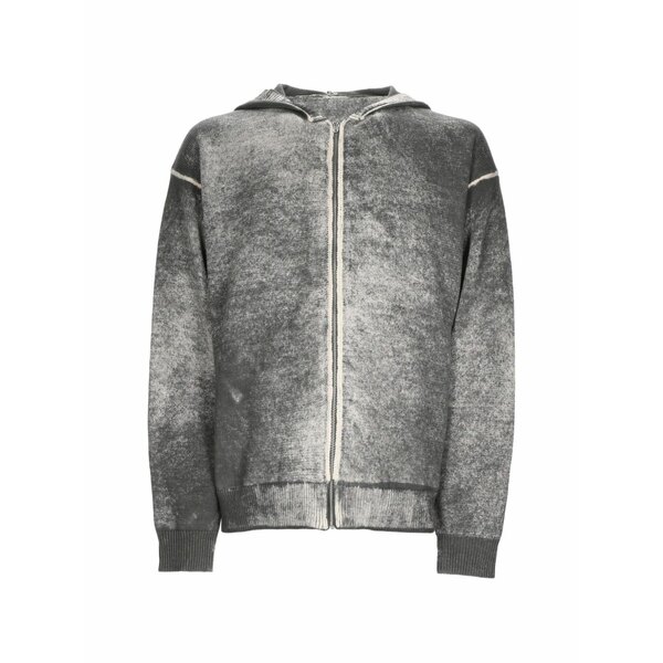 アミッシュ メンズ パーカー・スウェットシャツ アウター Acid-wash zip-up hoodie Grey