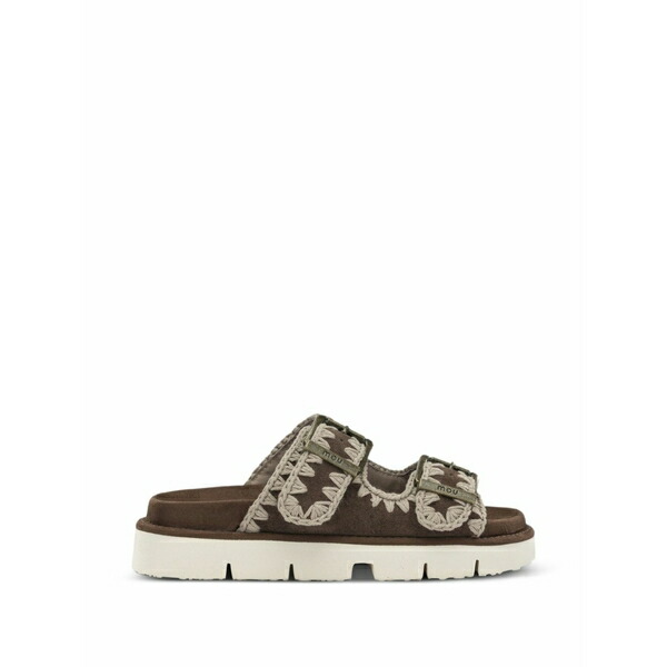 モウ レディース サンダル シューズ Crochet-trim buckle-fastening sandals Brown