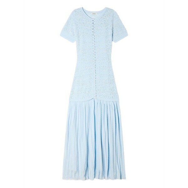 砂子ロ レディース 衣裳 トップス Beaded knit maxi dress Blue