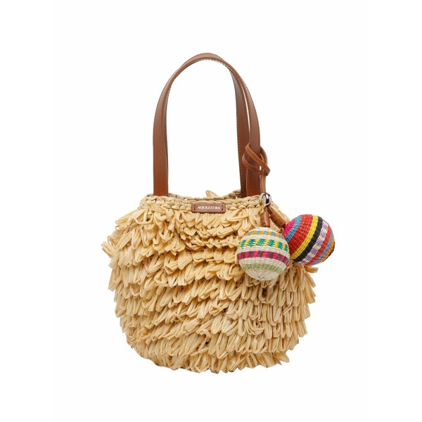アクアズーラ レディース ハンドバック 御徒面子 Pompom raffia mini bag Neutrals
