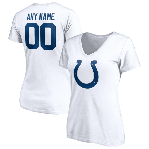 人気商品】 ファナティクス レディース Tシャツ トップス Indianapolis Colts Fanatics Branded Women's Team Authentic Logo Personalized Name Number VNeck TShirt White nrsports.com.br