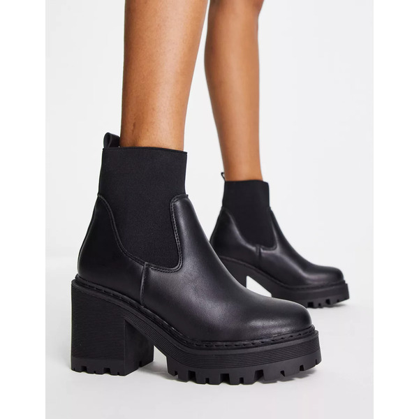 89%OFF!】 トゥラッフル レディース ブーツ レインブーツ シューズ Truffle Collection Chunky Heeled Chelsea  Boots Black arabxxnxx.com