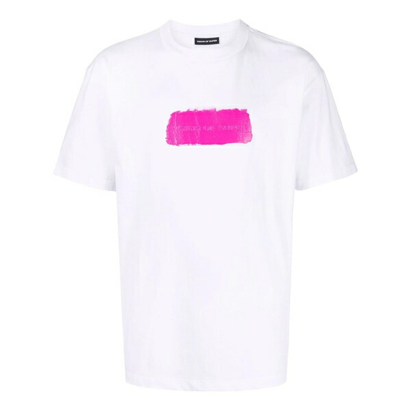 激安商品 ヴィジョン オブ スーパー メンズ Tシャツ トップス ロゴ White Pink Fucoa Cl