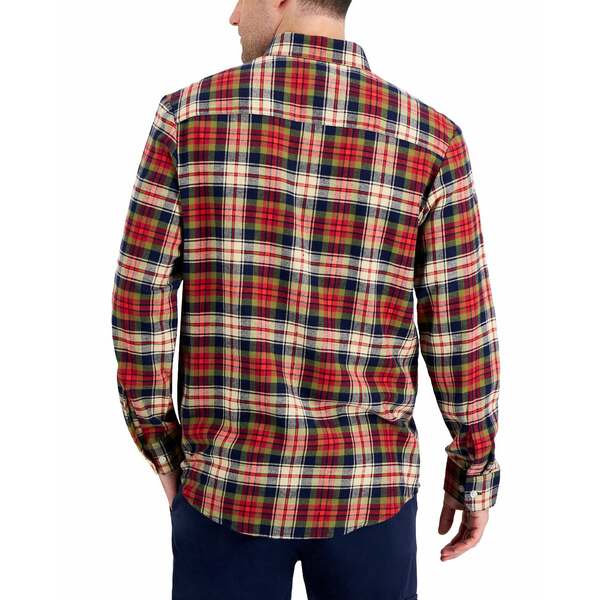 クラブルーム メンズ シャツ トップス Men's Regular-Fit Plaid Flannel Shirt, Created for  Macy's Bright Ruby 100%品質保証!