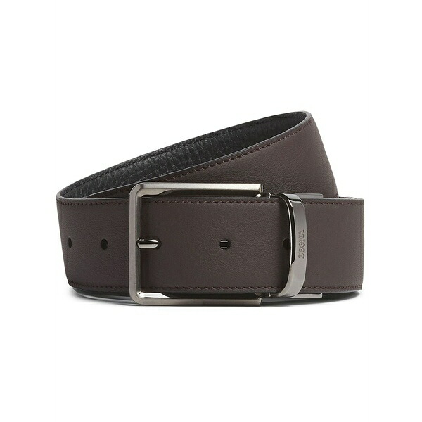 ゼニア メンズ 三尺帯 付属物 Reversible leather belt Brown