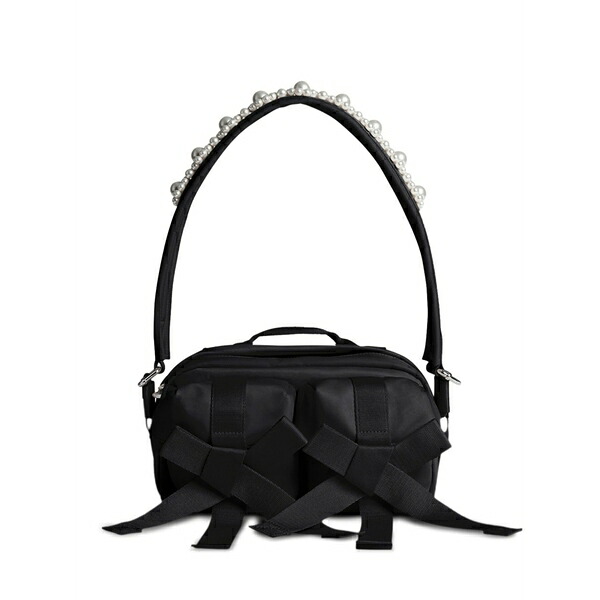 シモーネ・ロシャ メンズ ショルダーバッグ 御徒面子 Classic bow beaded cross body bag Black