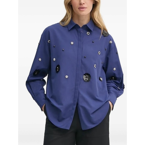 ブルンスバザー レディース シャツ トップス Sequin-embellished crystal-detail shirt Blue｜asty