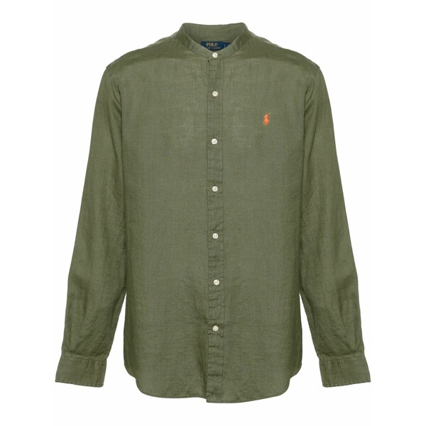 ラルフローレン メンズ シャツ トップス Polo-pony-motif linen shirt Green|asty