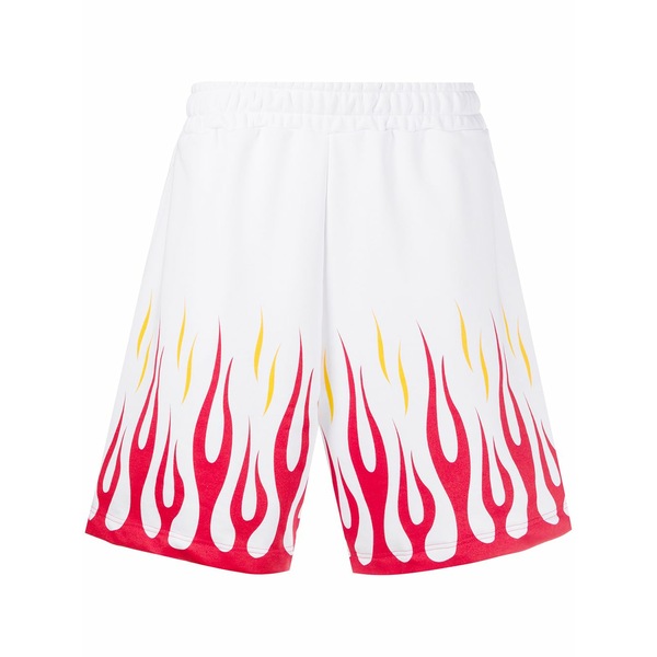 オーエムシー メンズ 心地好いズボン下 ボトムス Flames print track shorts White メンズファッション-ズボン・パンツ