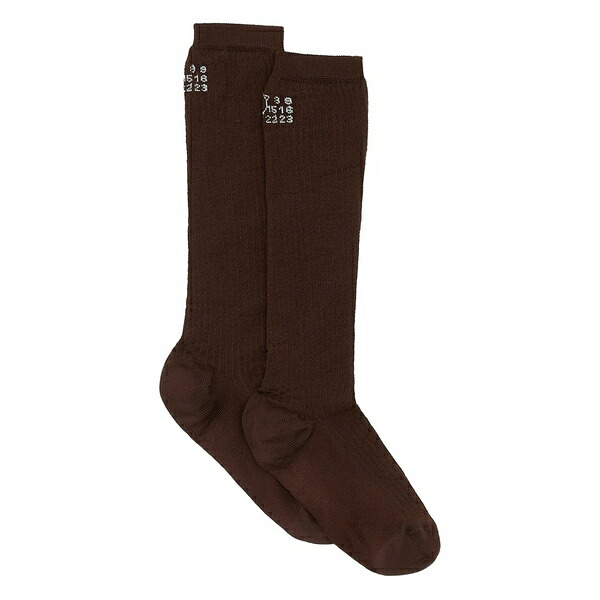 マルタンマルジェラ レディース ソックス アンダー御召しもの Numbers-motif socks  Brown