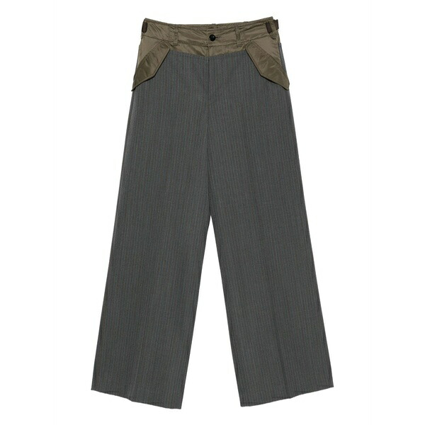 サカイ レディース カジュアルパンツ ボトムス Pinstripe panelled trousers Grey｜asty